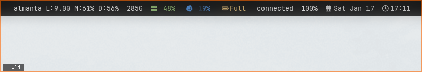 garbar status bar screenshot - default theme
