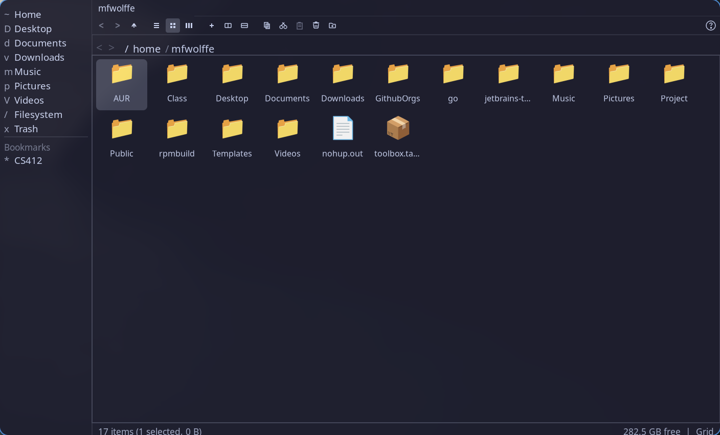garfield file manager - grid view