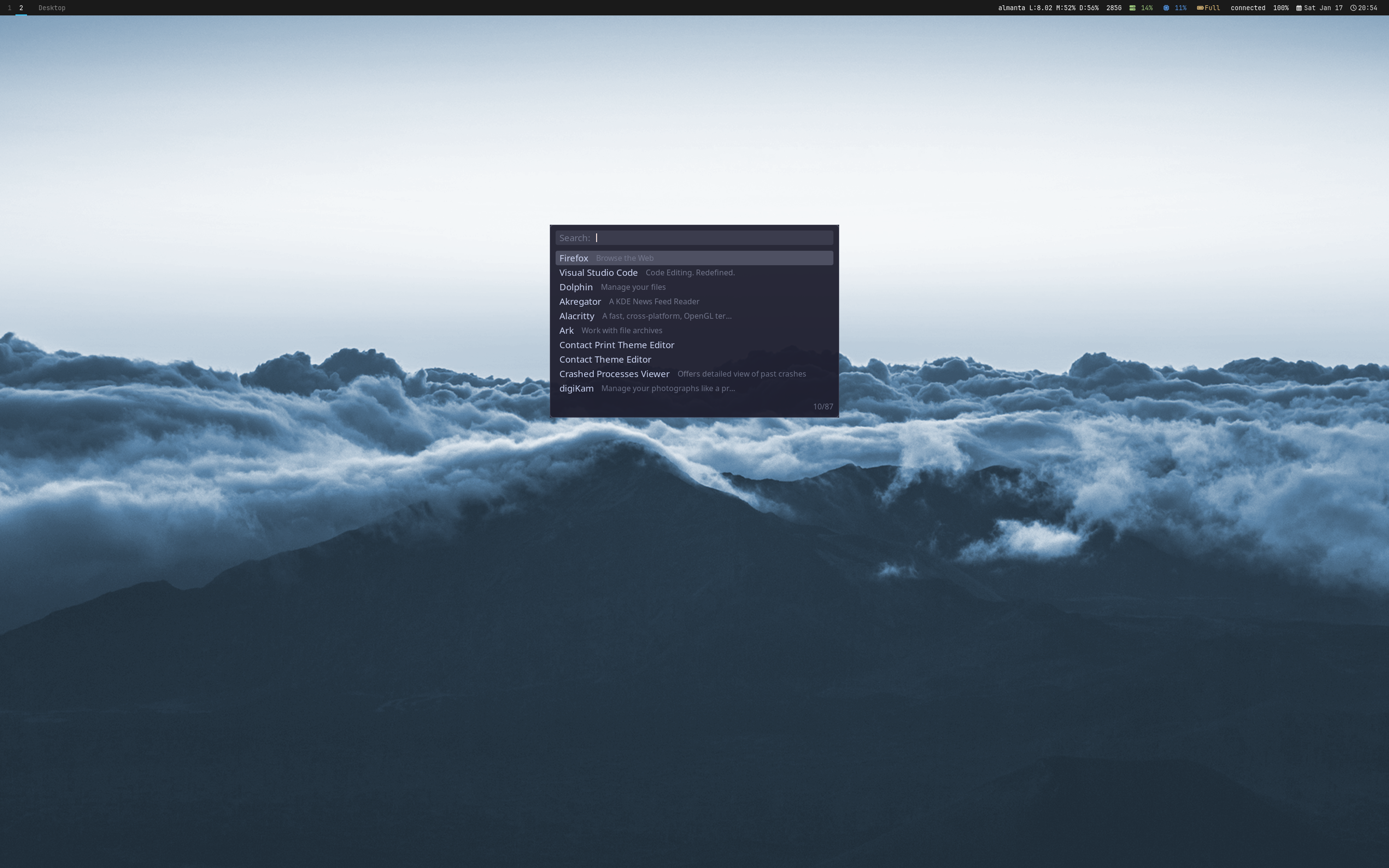 garlaunch application launcher - main view