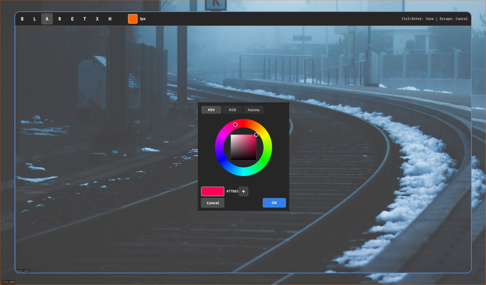 garshot region selection with blur