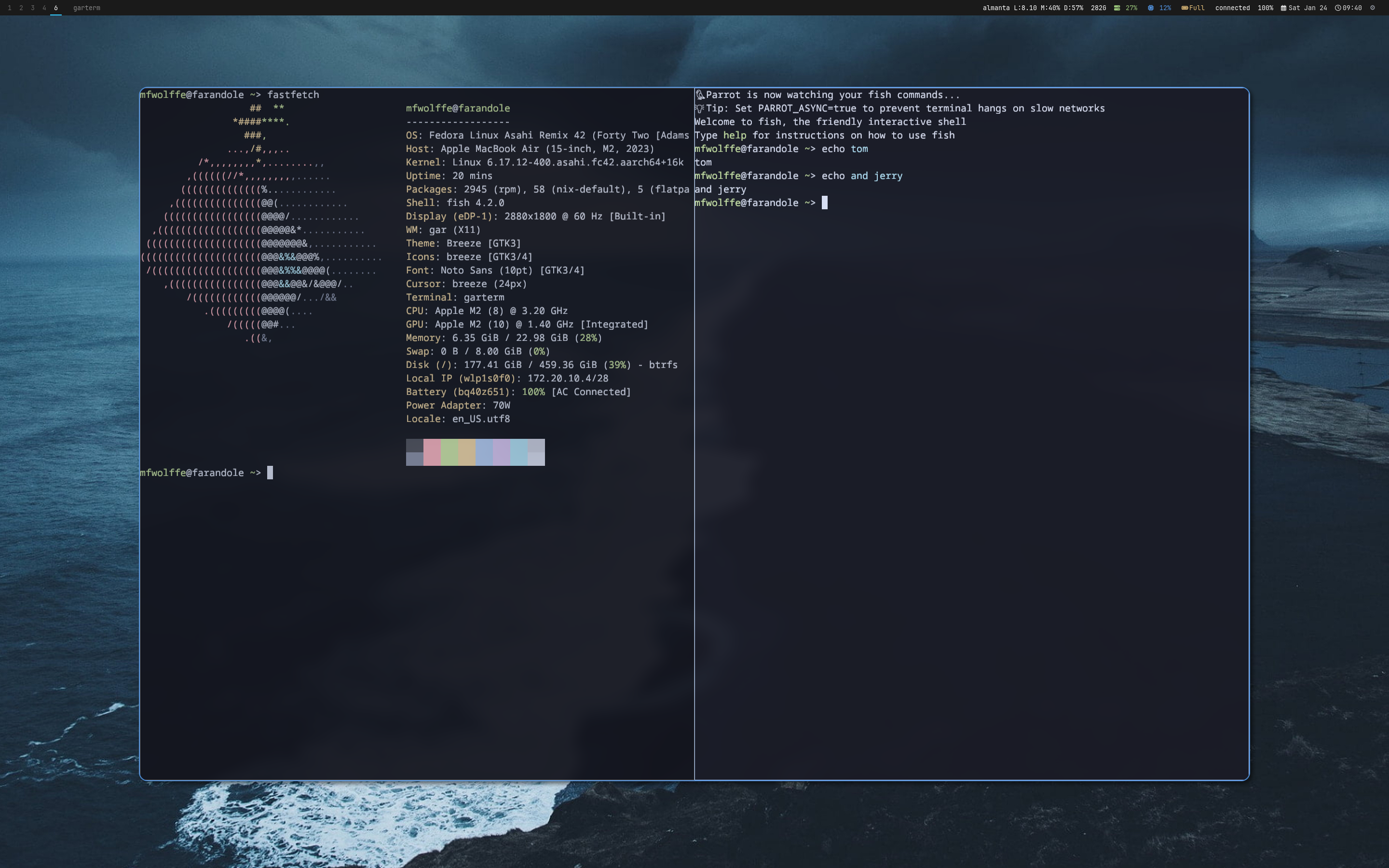 garterm terminal - split panes
