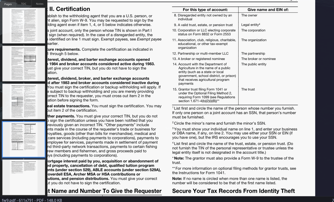 garview PDF viewer with sidebar showing table of contents