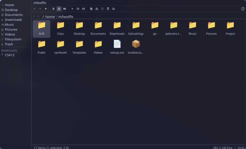 garfield file manager - grid view