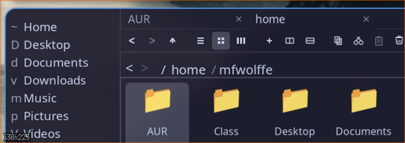 garfield file manager - bookmarks